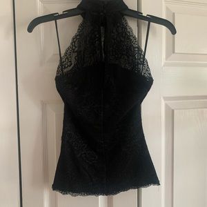 Guess High Neck Lace Peplum Top